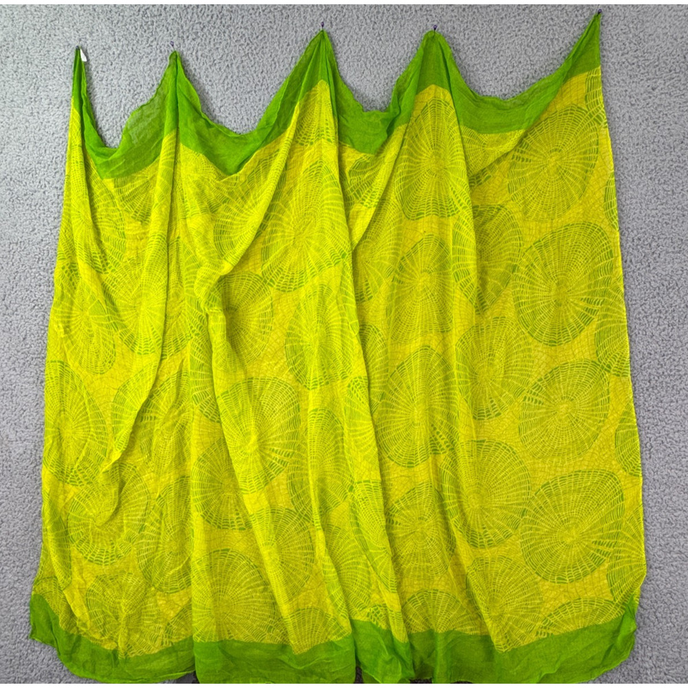 Scarf Shawl Womens Green Yellow Abstract Lightweight Sheer Wrap